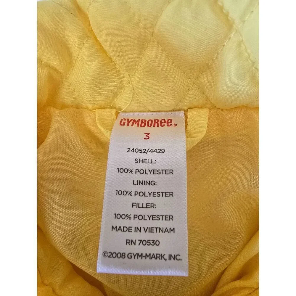 Gymboree Puffer Coat Bright Yellow Sz 3